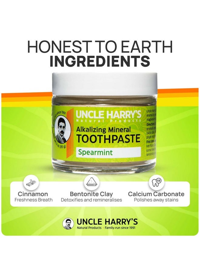 Uncle Harry's Spearmint Remineralizing Toothpaste | Natural Whitening Toothpaste Freshens Breath & Promotes Enamel | Vegan Fluoride Free Toothpaste