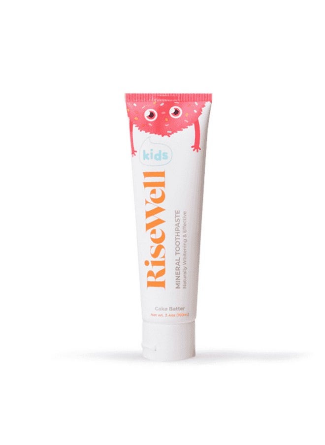 RiseWell Kids Mineral Toothpaste - Kids Hydroxyapatite Toothpaste, Safe to Swallow - Natural, Fluoride Free Toothpaste Kids - Cake Batter, 3.4 Oz