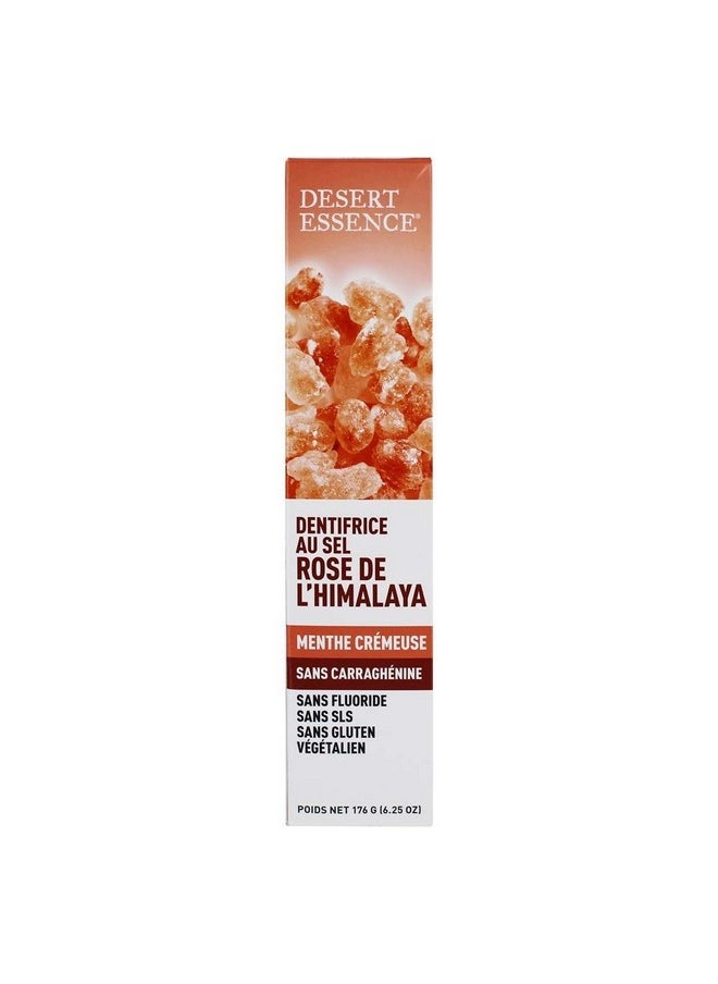 Desert Essence Pink Himalayan Salt Toothpaste - 6.25 Ounce - Creamy Mint - Complete Oral Care - Mineral Rich - Tea Tree Oil - Removes Impurities - Refreshing Taste - Deep Clean - Carrageenan Free