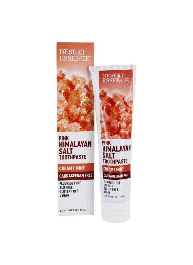 Desert Essence Pink Himalayan Salt Toothpaste - 6.25 Ounce - Creamy Mint - Complete Oral Care - Mineral Rich - Tea Tree Oil - Removes Impurities - Refreshing Taste - Deep Clean - Carrageenan Free