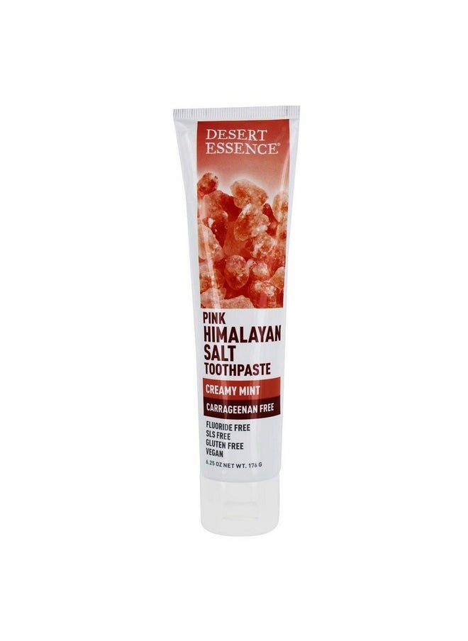 Desert Essence Pink Himalayan Salt Toothpaste - 6.25 Ounce - Creamy Mint - Complete Oral Care - Mineral Rich - Tea Tree Oil - Removes Impurities - Refreshing Taste - Deep Clean - Carrageenan Free