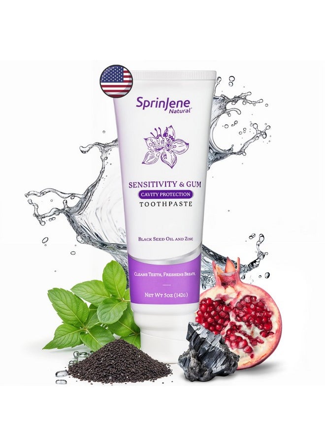 SprinJene Natural Sensitivity & Gum, Fluoride Toothpaste for Sensitive Teeth | Natural Toothpaste for Cavity Protection | 1 Pack