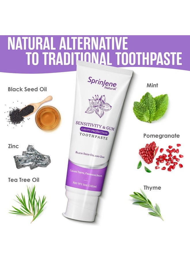 SprinJene Natural Sensitivity & Gum, Fluoride Toothpaste for Sensitive Teeth | Natural Toothpaste for Cavity Protection | 1 Pack