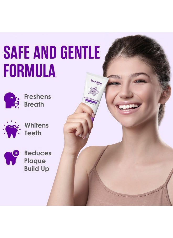 SprinJene Natural Sensitivity & Gum, Fluoride Toothpaste for Sensitive Teeth | Natural Toothpaste for Cavity Protection | 1 Pack