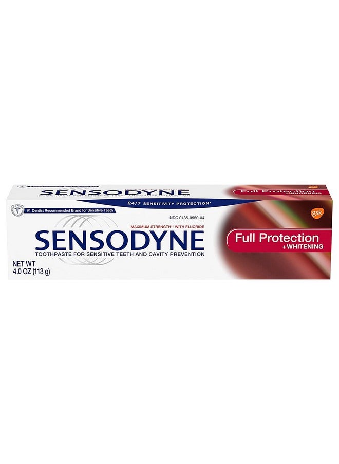 Sensodyne Toothpaste for Sensitive Teeth and Cavity Prevention, Maximum Strength, Full Protection, 4-Ounce Tubes (1)