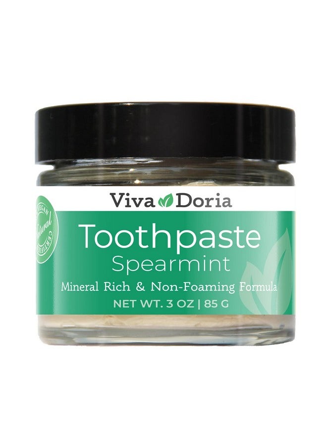 Viva Doria Fluoride Free Natural Mineralizing Toothpaste - Spearmint (3 oz Glass jar)