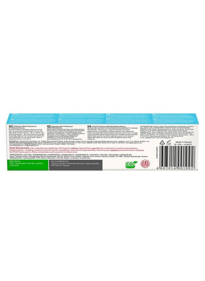Splat Professional Series Multiple Action Toothpaste With Bioactive Calcium Enamel Restoration Tooth Sensitivity Reduction