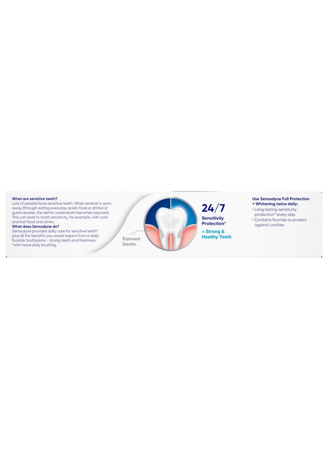 Sensodyne Full Protection Teeth Whitening Sensitive Toothpaste, Cavity Prevention and Sensitive Teeth Treatment - 4 Ounces