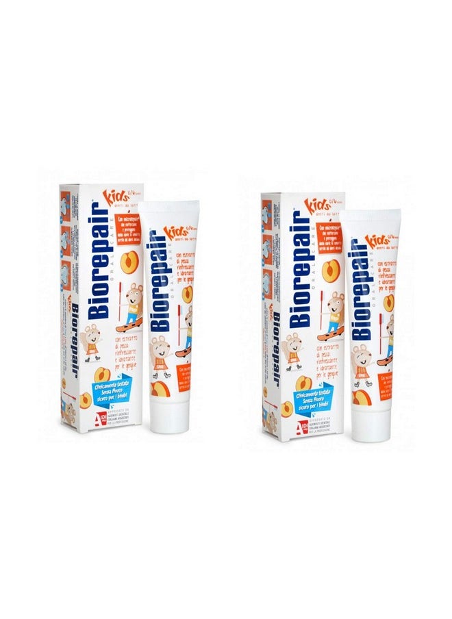 Biorepair Kids 0-6 Oral Care Toothpaste Peach 1.7fl.oz 50ml, Pack of 2