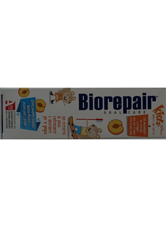 Biorepair Kids 0-6 Oral Care Toothpaste Peach 1.7fl.oz 50ml, Pack of 2