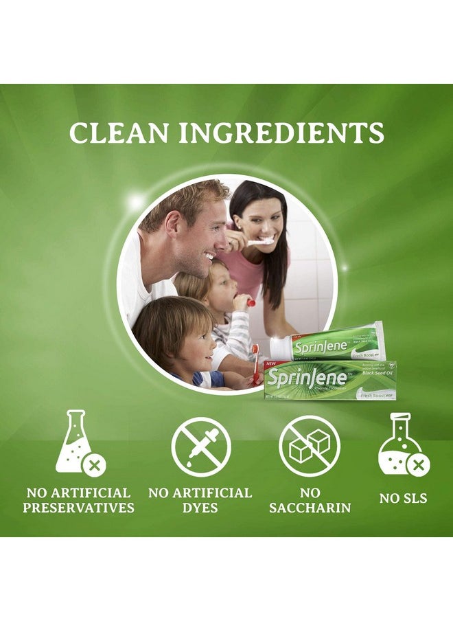 SprinJene Original Fresh Boost | Cavity Protection Toothpaste with Fluoride for Fresh Breath & Healthy Teeth | 4 Pack