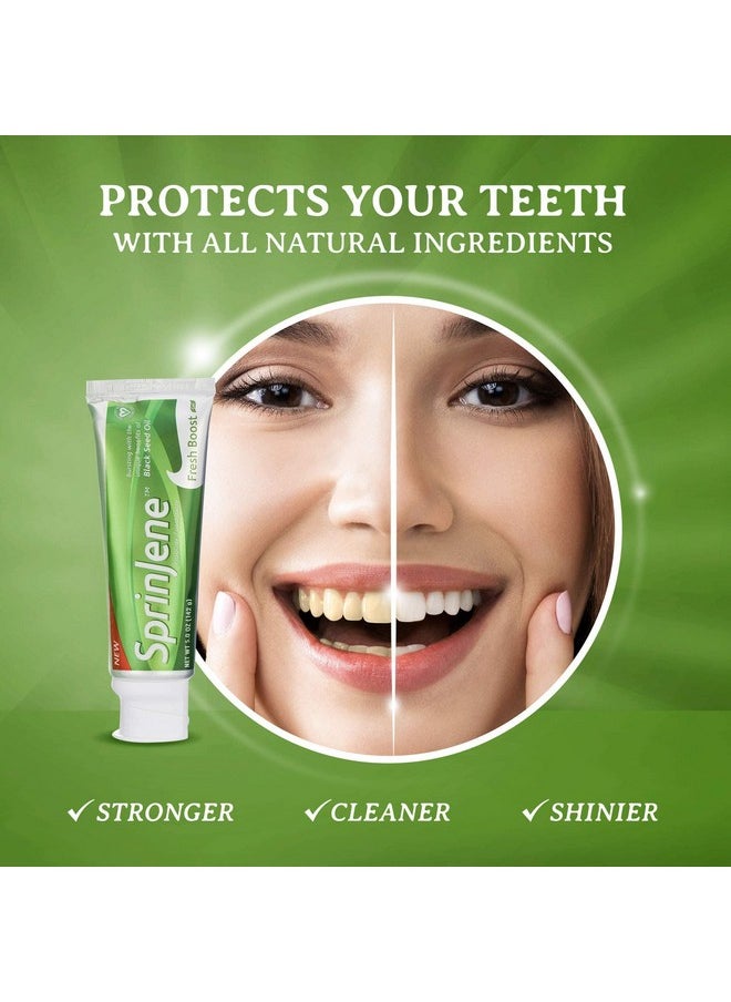 SprinJene Original Fresh Boost | Cavity Protection Toothpaste with Fluoride for Fresh Breath & Healthy Teeth | 4 Pack