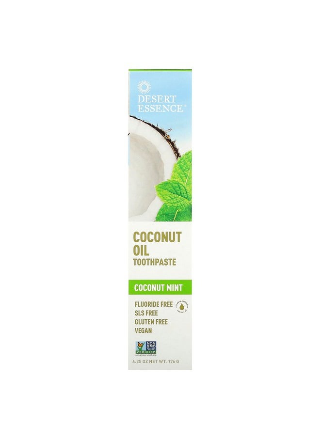 Desert Essence Tea Tree Oil Toothpaste - Coconut Mint - 6.25 Oz - Refreshing Taste - Complete Oral Care - Baking Soda - Sea Salt - Pure Essential Oil - Fights Against Sugar Acids - Zinc Citrate