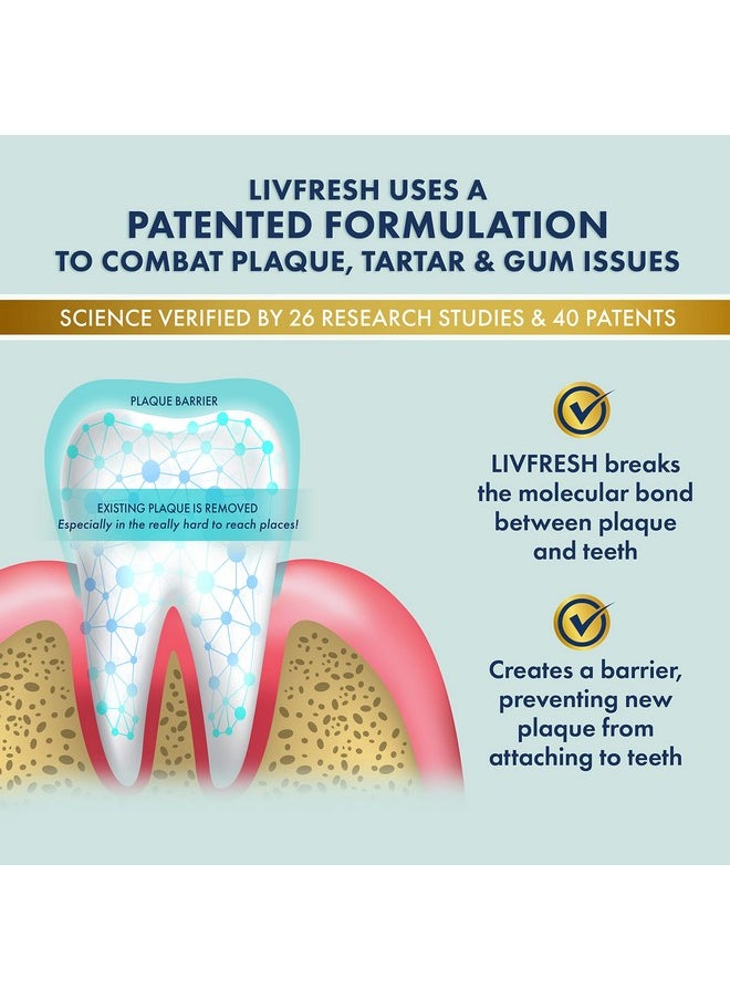 LIVFRESH Toothpaste Gel, Clinically Proven to Remove Plaque 250% Better, Improves Gum Health 190% Better, Prevents & Reduces Tartar, Freshens Breath, SLS Free Dental Gel, Wintergreen