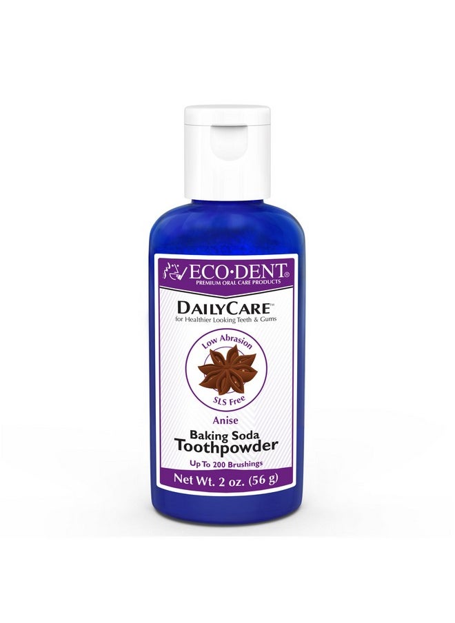 Eco-Dent DailyCare Baking Soda Toothpowder, Anise - SLS & Fluoride-Free Toothpaste Powder with Minerals & Essential Oils, Toothpaste Alternative + DailyRinse Single-Use Pack