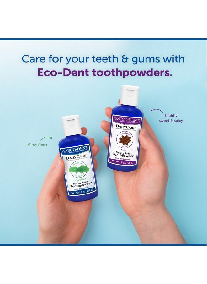 Eco-Dent DailyCare Baking Soda Toothpowder, Anise - SLS & Fluoride-Free Toothpaste Powder with Minerals & Essential Oils, Toothpaste Alternative + DailyRinse Single-Use Pack