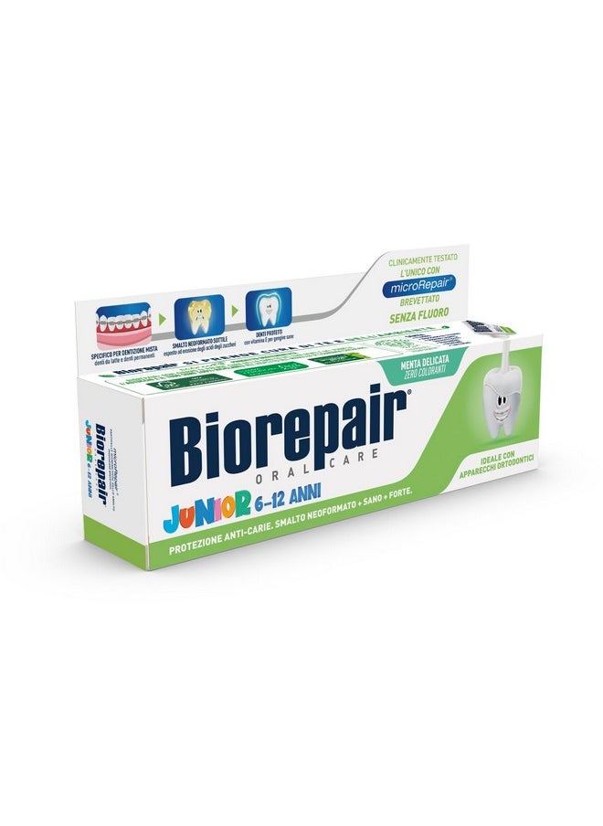 Biorepair: Oral Care Junior 7-14 Years Toothpaste, Fluoride Free, with Mint Extract - 2.53 Fluid Ounces (75ml) Tube [ Italian Import ]