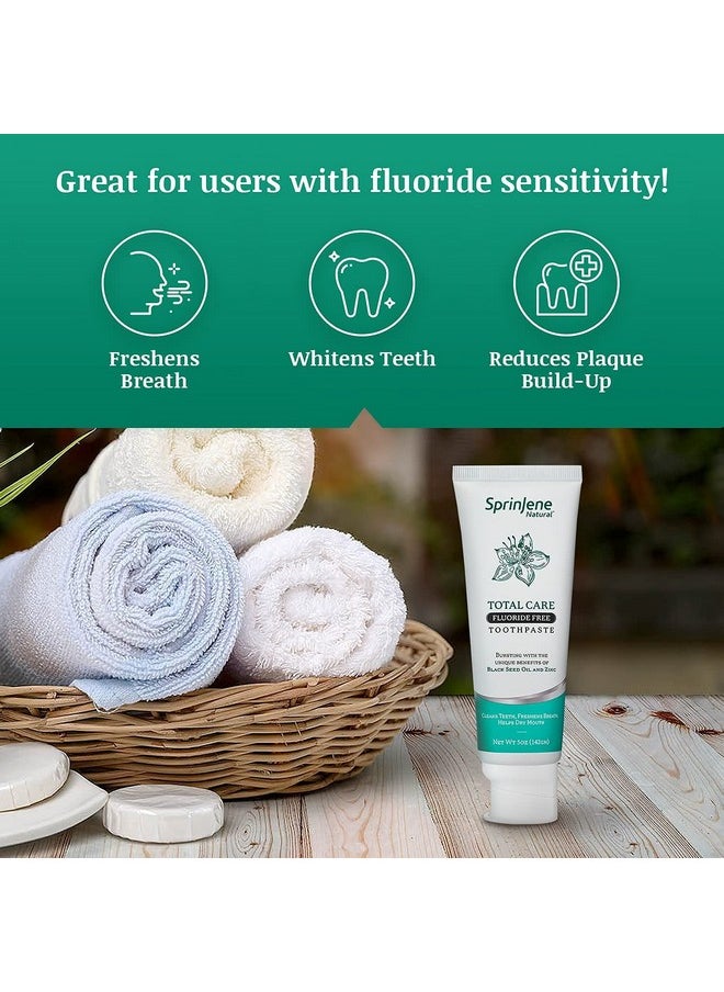 SprinJene Natural Total Care, Fluoride Free Toothpaste for Strong Teeth & Gums | Natural Toothpaste for Cavity Protection | 4 Pack