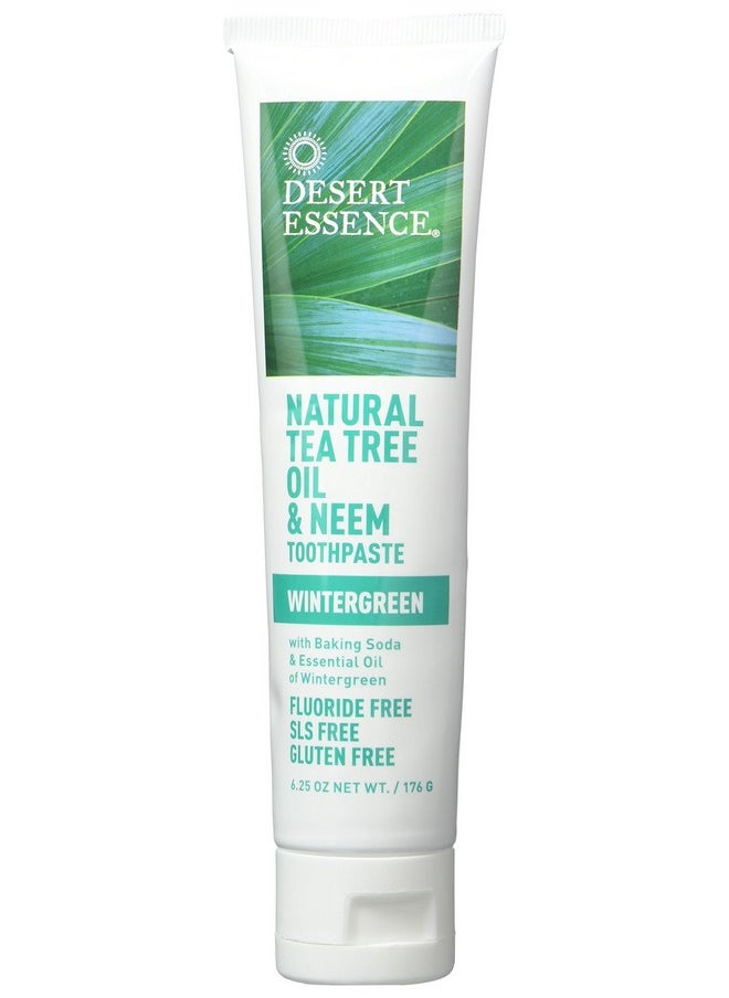Desert Essence Natural Tea Tree Oil Wintergreen Toothpaste, 6.25 Ounce - 2 per case.