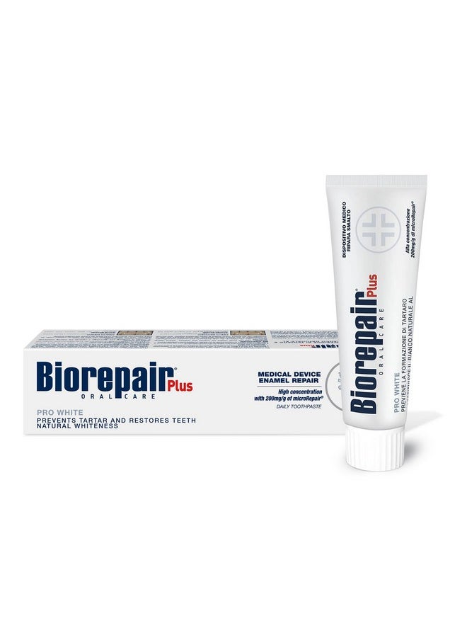 Biorepair Pro White Daily Toothpaste - 2.54 Fluid Ounces (75ml) Tubes (Pack of 2) [ Italian Import ]