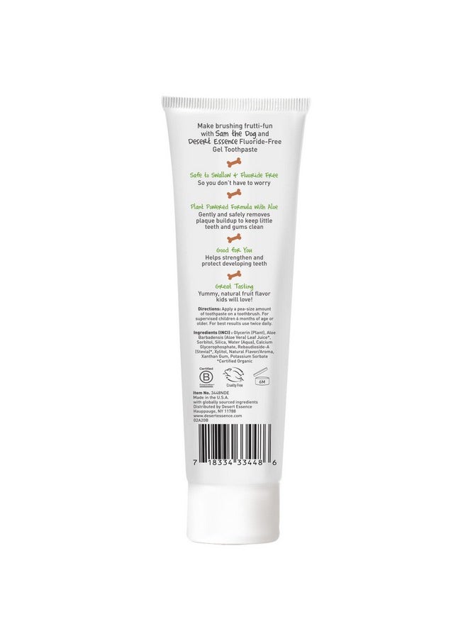 Desert Essence Fluoride-Free Toothpaste Gel for Kids - Tutti Frutti Flavor - Safe for Toddlers and Babies - Gluten-Free, SLS-Free, Non-Fluoride - Safe to Swallow with Xylitol and Aloe, 4.7oz