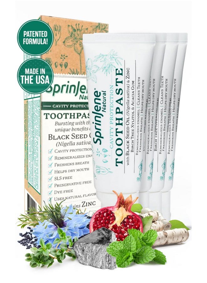 SprinJene Natural Fluoride Toothpaste for Healthy Teeth & Gums | Natural Toothpaste for Cavity Protection | 4 Pack