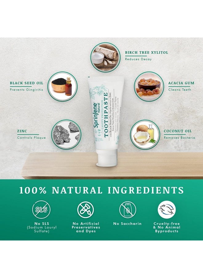 SprinJene Natural Fluoride Toothpaste for Healthy Teeth & Gums | Natural Toothpaste for Cavity Protection | 4 Pack