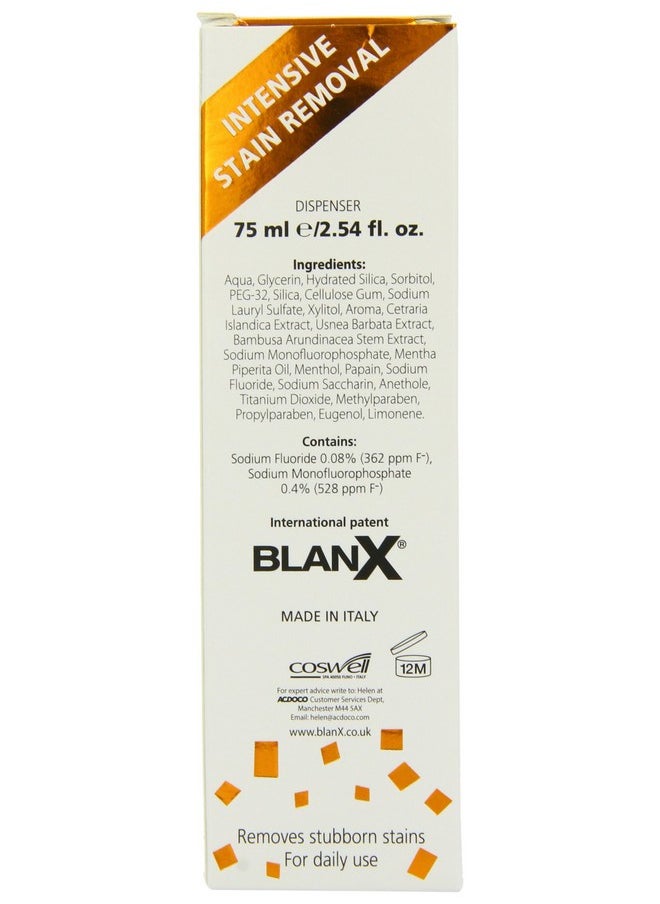 BlanX Non Abrasive Stain Removal Toothpaste 75 Ml