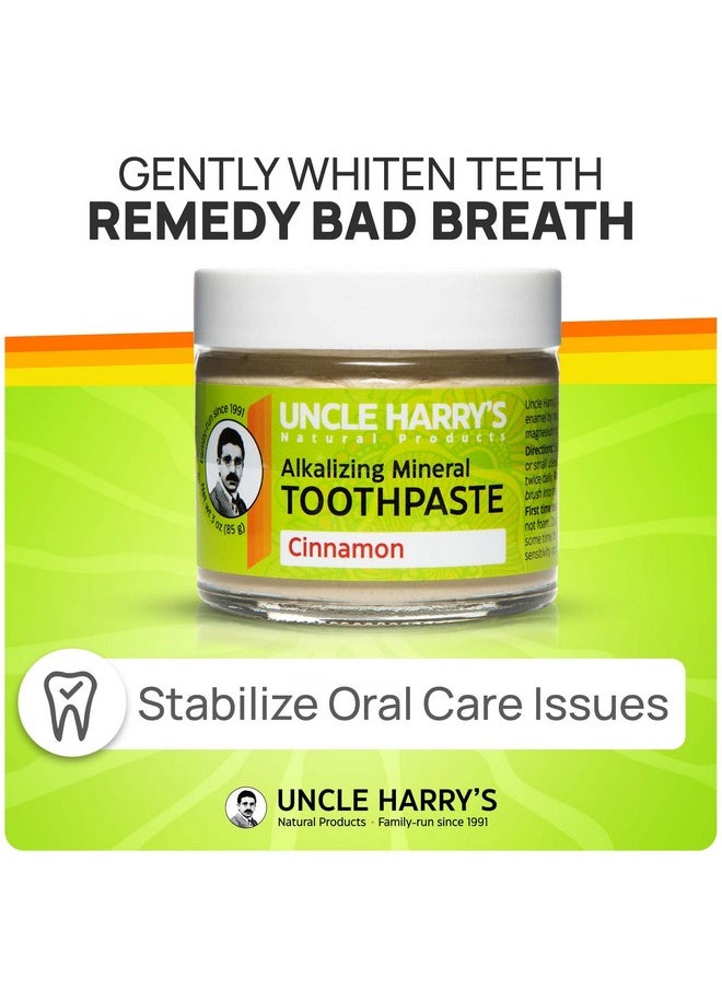 Uncle Harry's Cinnamon Remineralizing Toothpaste | Natural Whitening Toothpaste Freshens Breath & Promotes Enamel | Vegan Fluoride Free Toothpaste