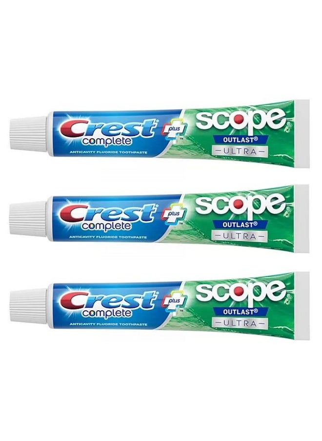 Crest Complete Whitening Plus Scope Outlast Ultra Toothpaste 6.5 oz (184g) - Pack of 3
