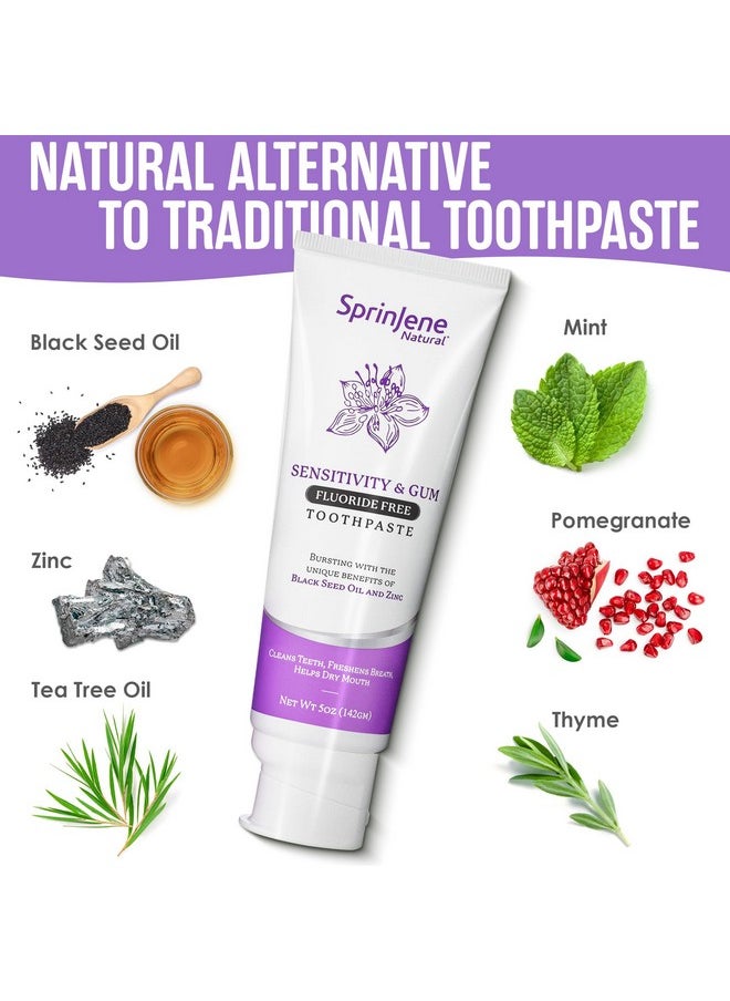 SprinJene Natural Sensitivity & Gum, Fluoride Toothpaste for Sensitive Teeth | Natural Toothpaste for Cavity Protection | 2 Pack