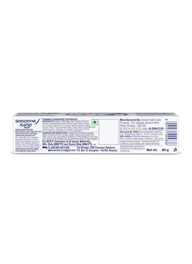Sensodyne Sensitive Toothpaste Rapid Relief - 80 gm Pack of 2