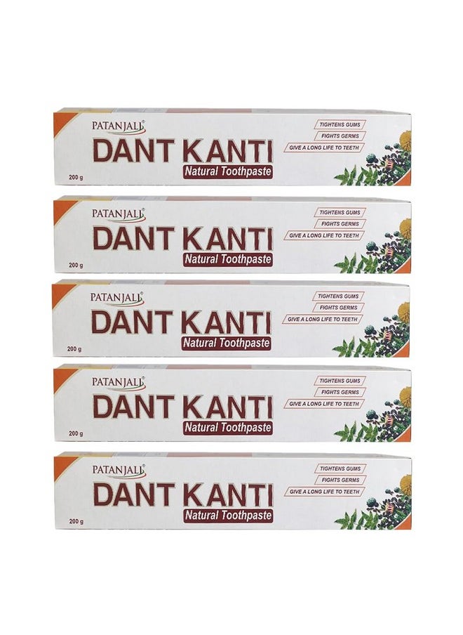Patanjali Dant Kanti Natural Toothpaste 200g / 6.76 fl oz - (Pack of 5)