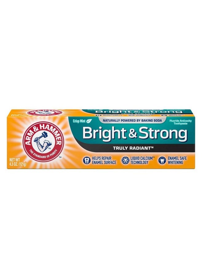 ARM & HAMMER Bright & Strong Truly Radiant Toothpaste, Crisp Mint 4.3 oz (Pack of 6)