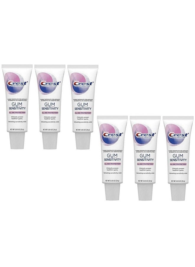 Crest Pro Health Gum and Sensitivity Toothpaste for Sensitive Teeth, Soft Mint, Travel Size 0.85 oz (24g) - Pack of 6