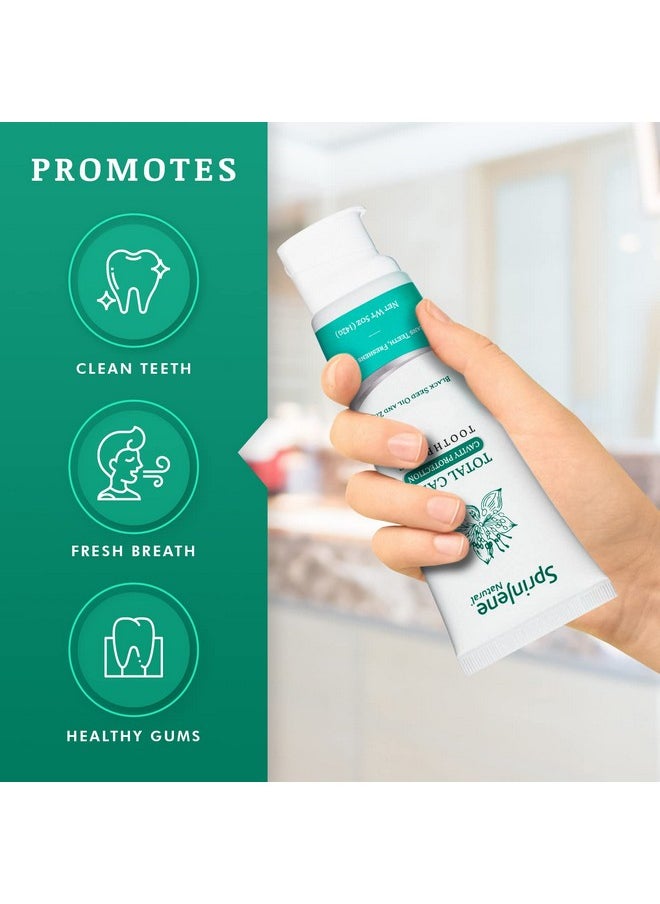 SprinJene Natural Total Care, Fluoride Toothpaste for Strong Teeth & Gum | Natural Toothpaste for Cavity Protection | 2 Pack