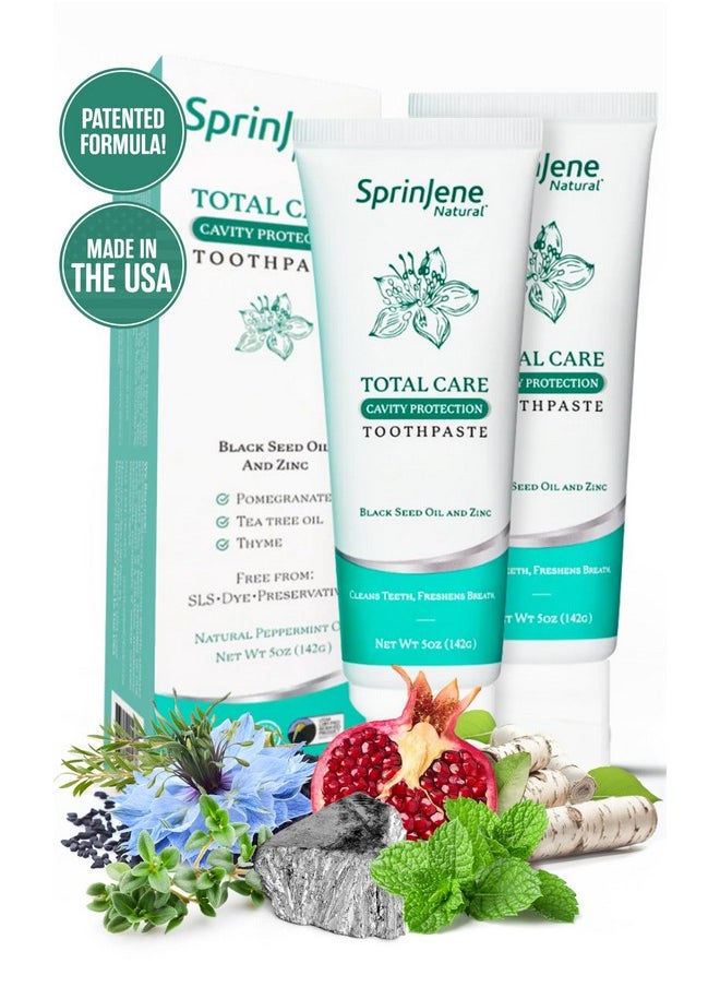 SprinJene Natural Total Care, Fluoride Toothpaste for Strong Teeth & Gum | Natural Toothpaste for Cavity Protection | 2 Pack