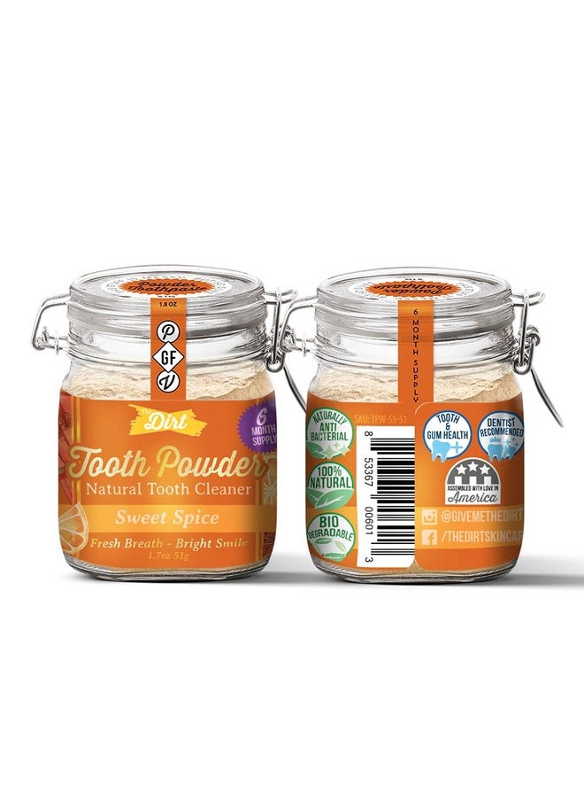 The Dirt - Remineralizing Tooth Powder, Flouride Free Tooth Repair, Natural Fluoride-Free Teeth Whitening Powder with Hydroxyapatite, Organic Vegan (Sweet Spice, 51g: 6 Month Supply)