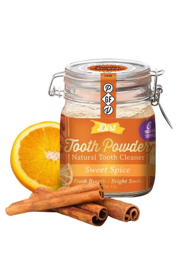 The Dirt - Remineralizing Tooth Powder, Flouride Free Tooth Repair, Natural Fluoride-Free Teeth Whitening Powder with Hydroxyapatite, Organic Vegan (Sweet Spice, 51g: 6 Month Supply)