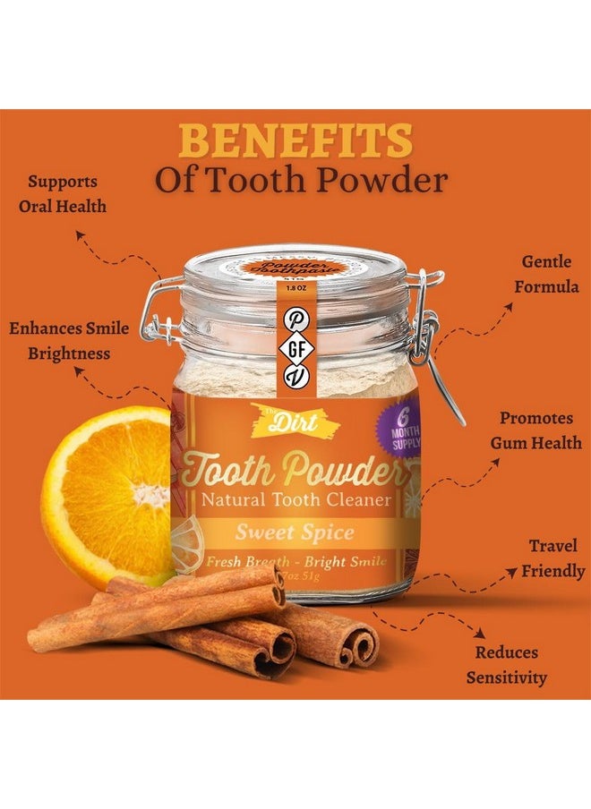 The Dirt - Remineralizing Tooth Powder, Flouride Free Tooth Repair, Natural Fluoride-Free Teeth Whitening Powder with Hydroxyapatite, Organic Vegan (Sweet Spice, 51g: 6 Month Supply)