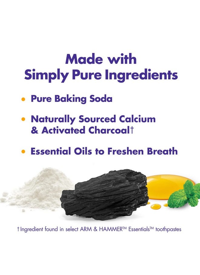 ARM & HAMMER Essentials Fluoride-Free Toothpaste Whiten + Activated Charcoal-4 Pack of 4.3oz Tubes, Clean Mint- 100% Natural Baking Soda