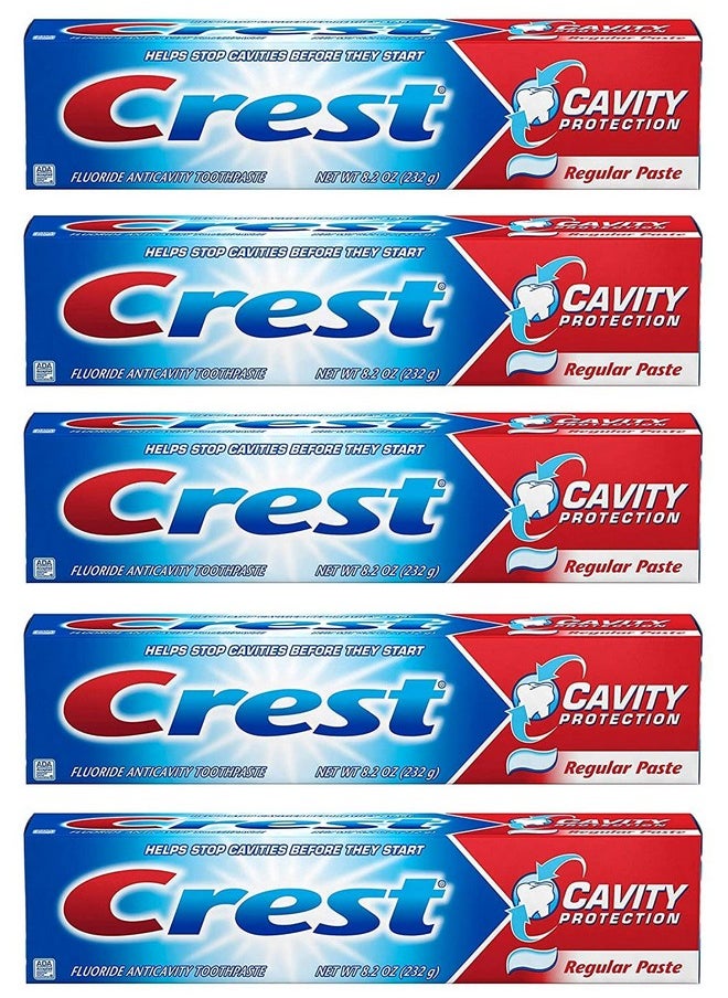 Crest Fluoride Anticavity Toothpaste, Prevents Cavities Before They Start, Regular Paste, 8.2 Ounce (Pack of 5)