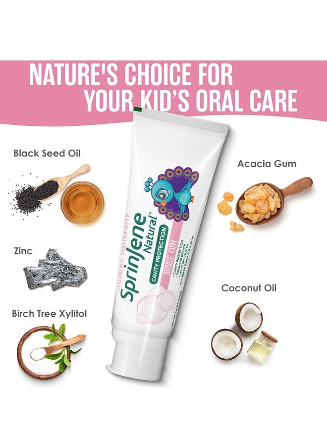 SprinJene Natural Kids Toothpaste, Bubblegum | Natural Children’s Toothpaste for Cavity Protection | Fluoride Toothpaste for Toddlers | 1 Pack
