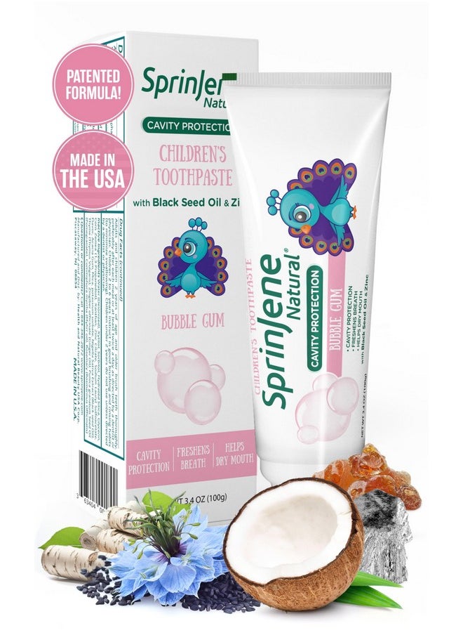 SprinJene Natural Kids Toothpaste, Bubblegum | Natural Children’s Toothpaste for Cavity Protection | Fluoride Toothpaste for Toddlers | 1 Pack