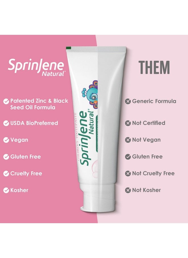 SprinJene Natural Kids Toothpaste, Bubblegum | Natural Children’s Toothpaste for Cavity Protection | Fluoride Toothpaste for Toddlers | 1 Pack