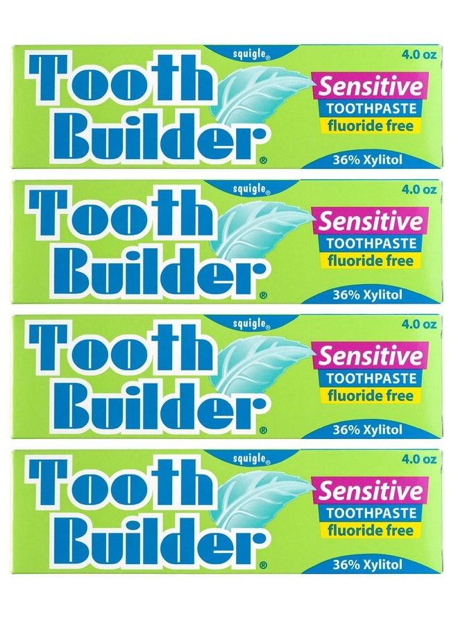 Squigle Tooth Builder SLS Free Toothpaste (Stops Tooth Sensitivity) Prevents Canker Sores, Cavities, Perioral Dermatitis, Bad Breath, Chapped Lips - 4 Pack