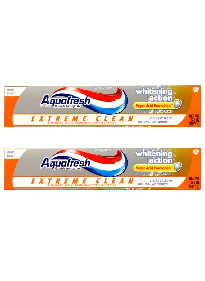 Aquafresh Extreme Clean Whitening Action Fluoride Toothpaste for Cavity Protection, 5.6 ounce Twinpack (Two 5.6oz tubes)