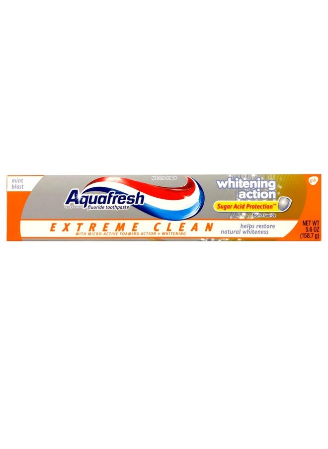 Aquafresh Extreme Clean Whitening Action Fluoride Toothpaste for Cavity Protection, 5.6 ounce Twinpack (Two 5.6oz tubes)
