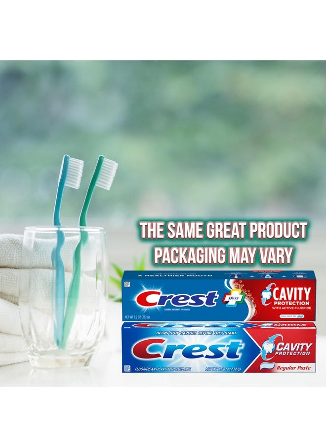 Crest Fluoride Cavity Protection Toothpaste 8.2 Ounce Regular Paste, Bulk Toothpaste, Prevents Cavities Before They Start (4 Pack)