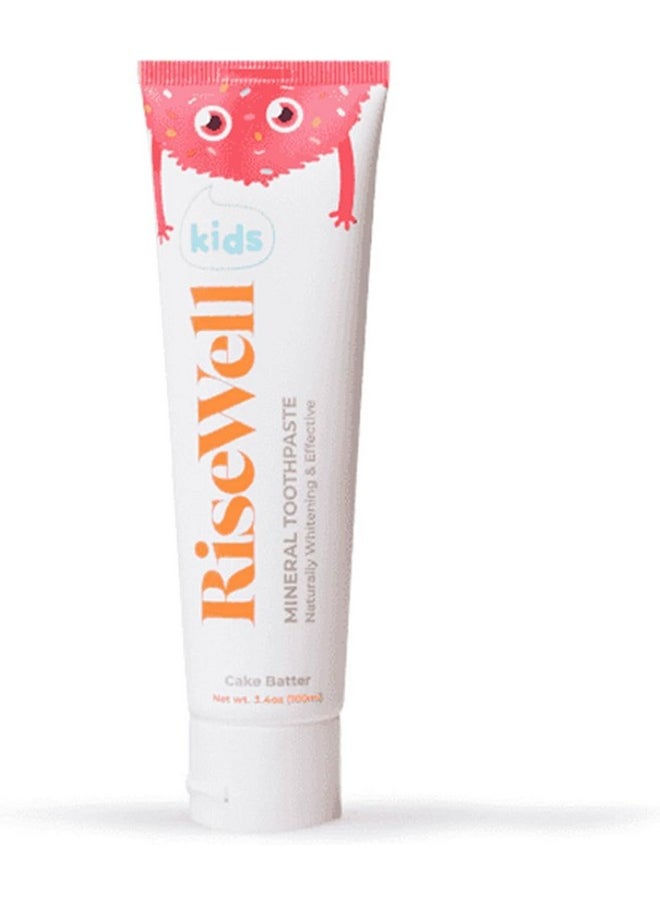 RiseWell Kids Mineral Toothpaste - Kids Hydroxyapatite Toothpaste, Safe to Swallow - No Added Fluoride Toothpaste for Kids - Cake Batter, 3.4 Oz